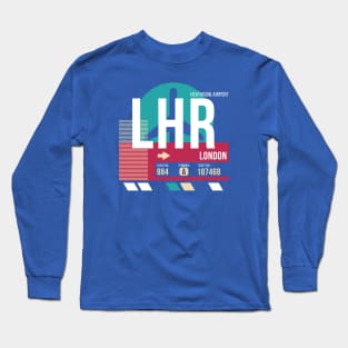 London Heathrow (LHR) Airport Code Baggage Tag E Long Sleeve T-Shirt